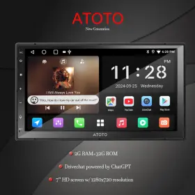 Ai5la5lg2b7tel246 Atoto Universial 7 Inch 2 Din In-dash Car Stereo Carplay Android Bluetooth 2g 32g Gps Wifi