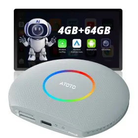 Cb6ea-n-svb Atoto Cb6 Android 13 Wireless Carplay Ai Box Auto Gps Bt Adapter 4 64gb