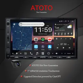 Atx10g2a7e01ai Atoto X X10 In-dash Carplay Stereo 8 128g Apple Android Double-din With Front Camera
