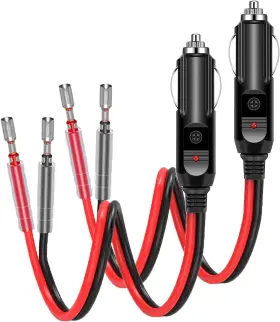 Hhx-2 Bakyardmechanic Holder 2 Pack 12v Fused Cigarette Lighter Male Plug With Leads And Led Light 16aw