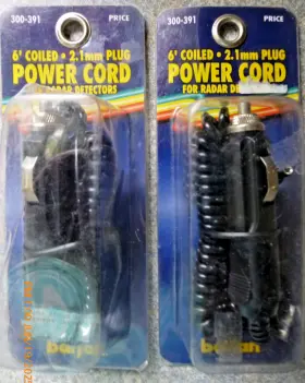 300-391 Barjan Two 6ft Coiled Power Cable Cord Cigarette Lighter Plug 5.5mm X 2.1mm Nos