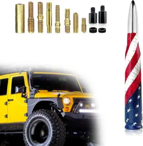 Crmpn11 Crynod 1 Pc Car Modified Bullet Antenna 5.5 Inch American Medium Silver #american Flag