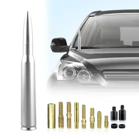 Cctx307-0321 Cueclue Pack-1 Car Truck Bullet Antenna 5.5 Inch Vehicle Short Silver