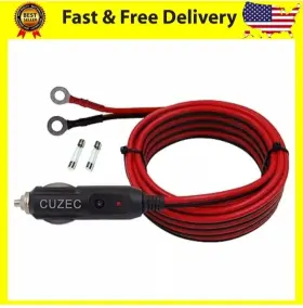 Cuzec 698545805046 Heavy Duty 15a Male Plug Cigarette Lighter Adapter Power Supply Cord With 13.1ft