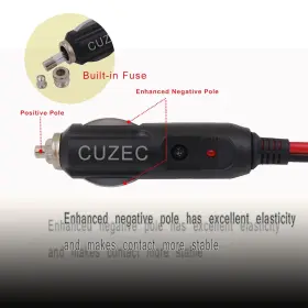 Cuzec 698545805336 Heavy-duty 15a Male Plug Cigarette Lighter Adapter Power Supply Cord With 10.5ft #3