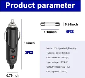 Dickno-1046cl Dickno 2pcs Cigarette Lighter Male Plug 12v Aux Socket Replacem #2