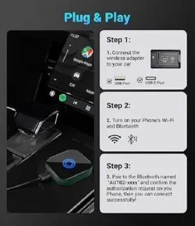 Cp85dual Dre4yit 2in1 Wireless Apple Carplay/ Android Auto Adapter Usb Plug&play #2