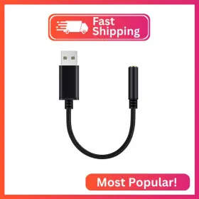 Earla Tec 749159447853 Usb To 3.5 Mm Jack Audio Headset Adapter Cable 0.6 Feet External Stereo Sound Ca