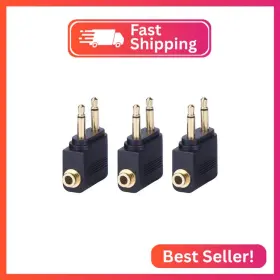4330148248 Eboot Airplane Airline Flight Adapters For Headphones 3 Pack Golden Plated