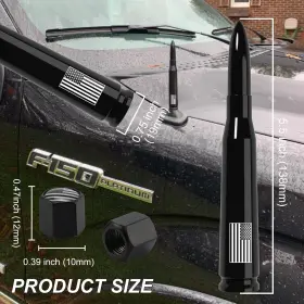 An-cg-4u-b Engirette Car Truck Antenna With Tire Valve Caps American Flag 5.5 Inch Black #2