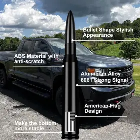 An-cg-4u-b Engirette Car Truck Antenna With Tire Valve Caps American Flag 5.5 Inch Black #3