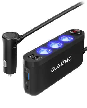 Hc68pd Eugizmo Usb Cigarette Lighter Adapter 200w Car Plug Black