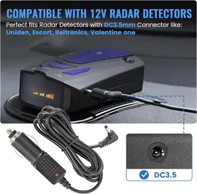 Eway 445055762771 Radar Detector Power Cable Dc 3.5 Car Cigarette Lighter Supply Cord #3