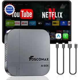 B0g1svhnr3 Foscomax 3-in-1 Wireless Carplay Adapter And Android Auto Video Ai Box Support