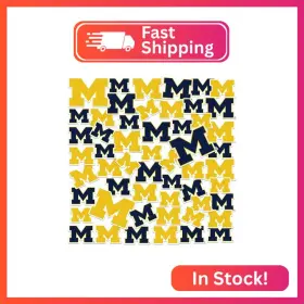 Clcmic906-stkpk.65.50 Graphics & More University Of Michigan Primary Logo 50ct Vinyl Sticker Pack Large Waterproof D