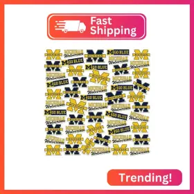 Clcmic907-stkpk.65.50 Graphics & More University Of Michigan Secondary Logo 50ct Vinyl Sticker Pack Large Waterproof