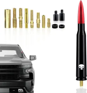 Gstx01-0215 Gseigvee Pack-1 Car Bullet Antenna 5.4 Inch Skull Pole For Gm Chevy Medium Red