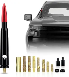 Gutx01-0526 Gunhunt 1 Pc Car Bullet Antenna Skull Pattern Medium Red #skull Gutx01-0526 Gunhunt 1 Pc Car Bullet Antenna Skull Pattern Medium Red #skull
