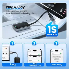 Syy07 Hakt Wireless Carplay Adapter For Iphone Black New Sealed #2