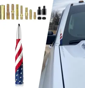 Icytx503-0918 Ijuicy 1 Pc Car Personalized Bullet Head American Flag Printed Medium Silver