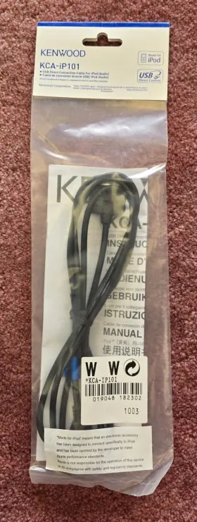 Kca-ip101 Kenwood Cable For Select Ipod Iphone To Connect Stereos