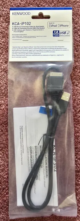 Kca-ip102 Kenwood Cable For Select Ipod To Connect Stereos