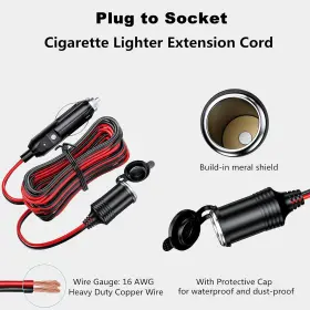 Y8-15a Kewig 12/24v Car Cigarette Lighter Extension Cord - 4.9ft Plug #2