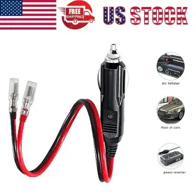 Koqicall 747462044158 12v Male Cigarette Lighter Plug Fused Replacement With Leads For Car Cb Radio
