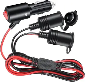 Lehkg 445048813800 1 To 2 Car Cigarette Lighter Splitter Adapter With On Off Switch 12v 24v Plug S