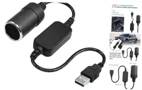 Cer-889 Lemeng 1ft Usb A Male To 12v 8w Cigarette Lighter Socket Adapter Power Cable For