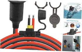 Cer-910 Lemeng 12v/24v Fixed Thread Cigarette Lighter Socket Extension Cable 20a 2m/6.5ft Cer-910 Lemeng 12v/24v Fixed Thread Cigarette Lighter Socket Extension Cable 20a 2m/6.5ft