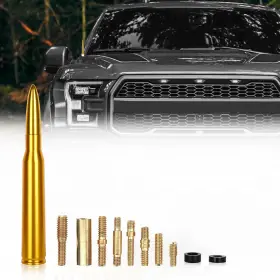 Medduw 781044205063 Universal Car Bullet Antenna - Durable Vehicle Mast Replacement Gold