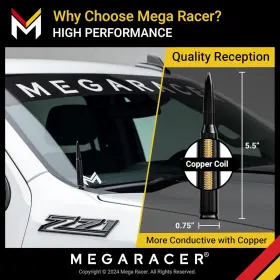 Mega Racer 810027414427 Truck Antenna - Chevy Silverado 1500 And Gmc Sierra Accessories Black #3