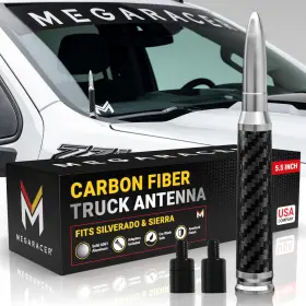 Mr-an-bul-silvercb-m7 Mega Racer Truck Antenna Silver Carbon Fiber - Chevy Silverado 1500