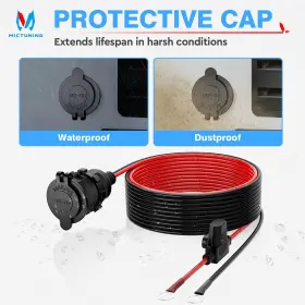 Mic-07-0808 Mictuning 12 Gauge Cigarette Lighter Extension Cord Cable 12ft Dc Power Socket Plug Fuse #2