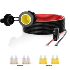 Mic-07-0808 Mictuning 12 Gauge Cigarette Lighter Extension Cord Cable 12ft Dc Power Socket Plug Fuse