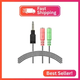 Millso 2t1-100 Headset Adapter 3.3 Feet 3.5mm Mic And Audio Headphone Splitter Trrs Ma