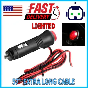 Miniduino 894462119471 12v-24v 3ft 3a Car Cigarette Lighter Socket Plug Connector Red On/off Switch