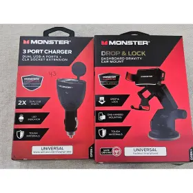 2mncm0108b0a2 Monster 3 Port Charger Dual Usb Socket Extension And Car Mount Drop Lock Lot