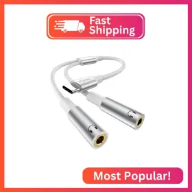 Moswag 727376348931 Type C To Dual 3.5mm Aux Headphone Jack Adapter
