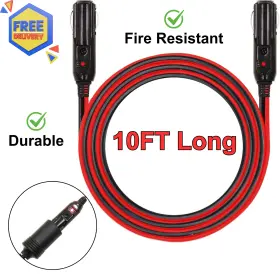 Mp69000a Motopower 10ft Heavy Duty Male To Cigarette Lighter Plug Cable With Led Lights And Fuse