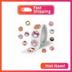 As083 Mozoltov 500pcs Cartoon Sanrio Hello Kitty Melody Kuromi Cinnamoroll Sticker Rolls For Wa