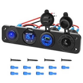 90511b Nobrand 4-in-1 Car Charger Panel With Pd Qc 3.0 Voltmeter Lighter Toggle