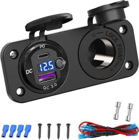 Mm1717 Nobrand 12v Usb Car Pd20w Qc3.0 150w With Switch And Voltmeter Mm1717 Nobrand 12v Usb Car Pd20w Qc3.0 150w With Switch And Voltmeter
