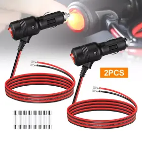 Nsi 601549148590 2pcs 12v Car Cigarette Lighter Plug Socket Heavy Duty Adapter With On/off Switch
