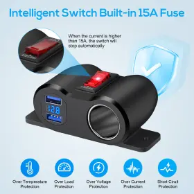 Nsi 601549178672 12v/24v Dual Usb Car Charger Cigarette Lighter Socket On-off Switch For Boat Rv #3 Nsi 601549178672 12v/24v Dual Usb Car Charger Cigarette Lighter Socket On-off Switch For Boat Rv #3