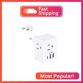 Ob3w3ct One Beat 1 Pack European Travel Plug Adapter Italy Spain Power With 3 Outle
