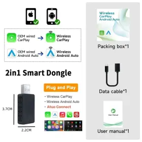 Onestop-stores 445018994997 Wireless Carplay Adapter Android Auto Smart Dongle 2in1 For Volvo Benz