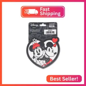 90228074 Open Road Brands Disney Mickey And Minnie Heart Adhesive Vinyl Decal - Cute Mouse Sticker