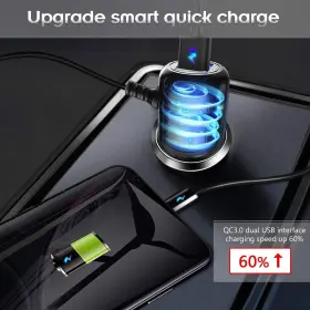 Qc3.o Plozoe Rq101 Radar Detector Dual Usb Power Cord Quick Charger #3